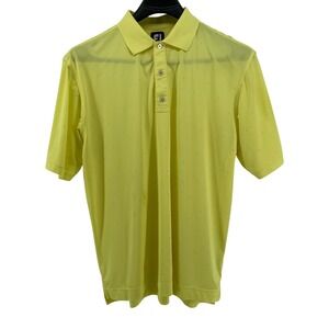 FootJoy Golf Shirt Mens Large Yellow Micro Dot Performance Stretch FJ